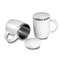 Caneca Branca  Plástico e metal 400ml